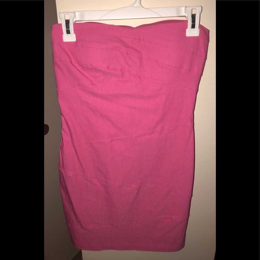 strapless pink bodycon dress